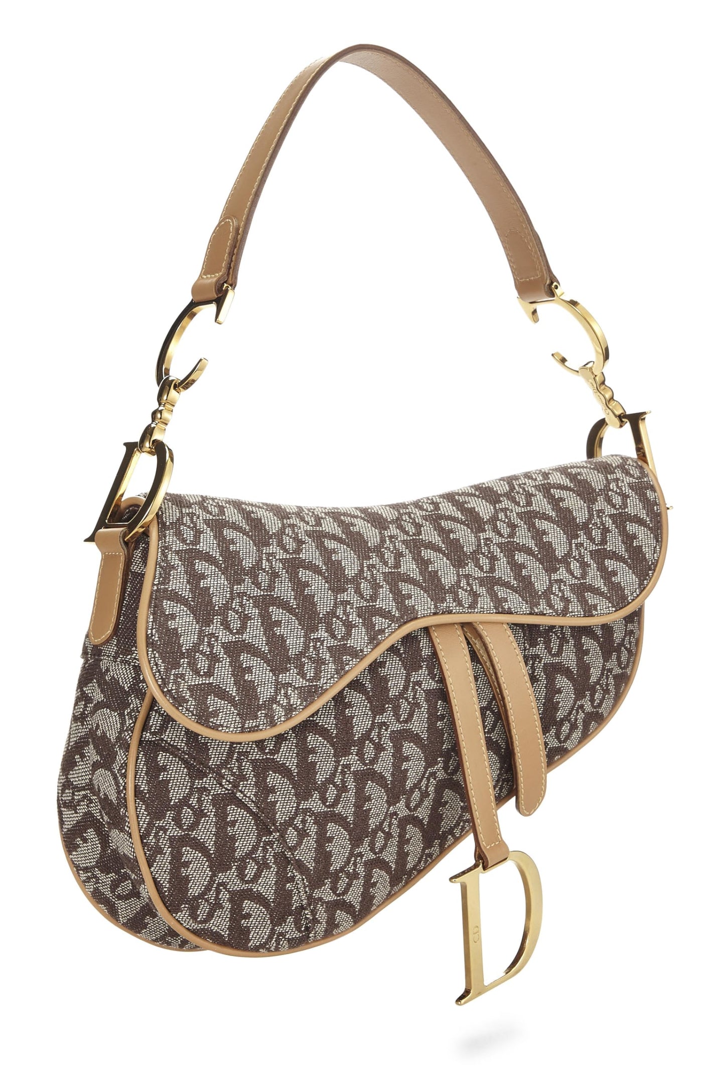 Dior, Brown Trotter Canvas Saddle Bag, Beige