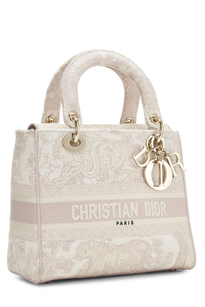 Dior, Pink Embroidered Canvas Lady D-Lite Medium, Pink