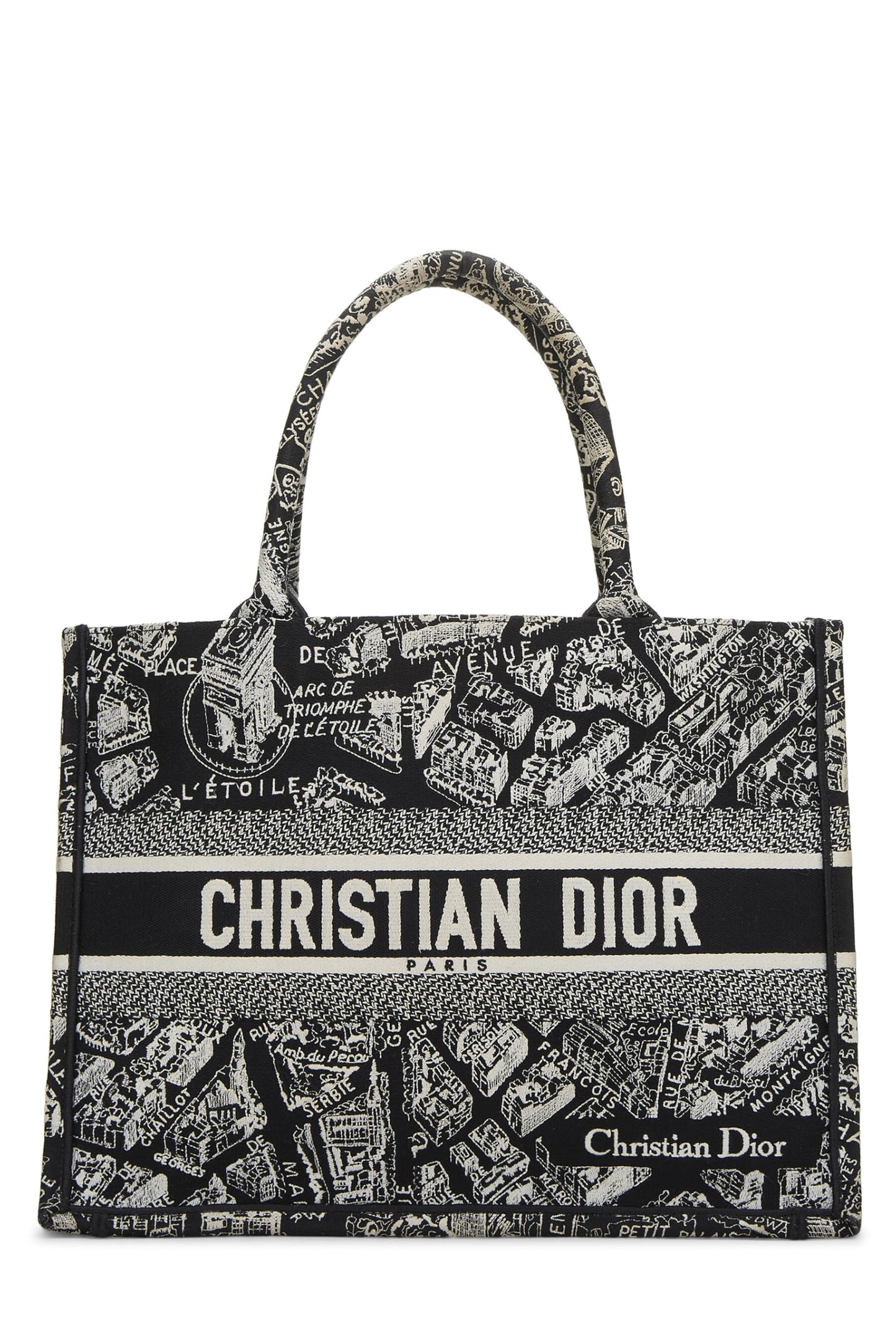 Dior, White & Black Canvas Plan de Paris Book Tote Medium, Black