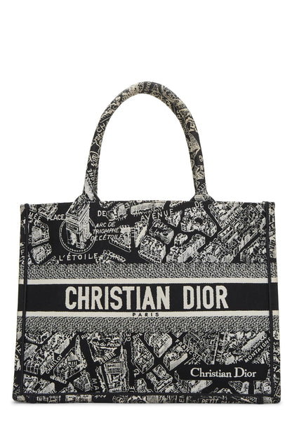 Dior, White & Black Canvas Plan de Paris Book Tote Medium, Black