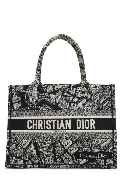 Dior, White & Black Canvas Plan de Paris Book Tote Medium, Black