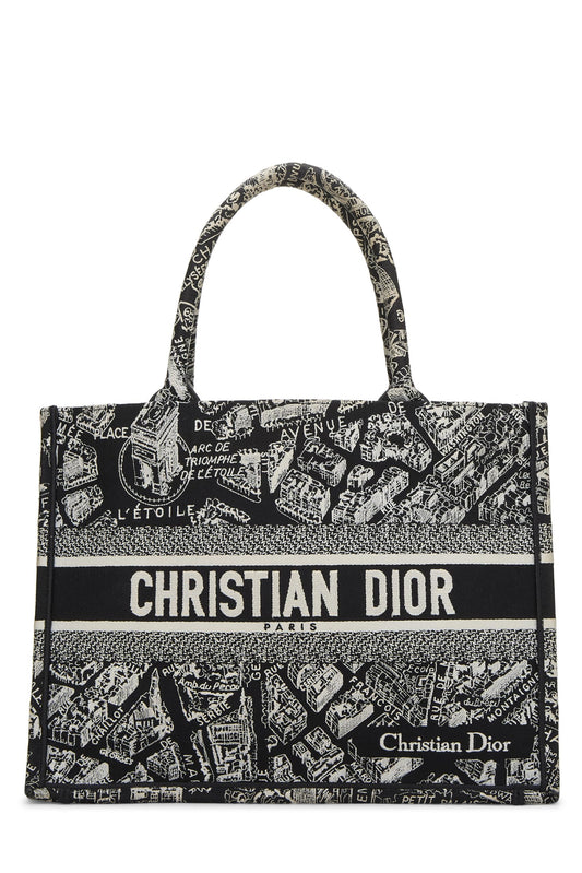 Dior, White & Black Canvas Plan de Paris Book Tote Medium, Black
