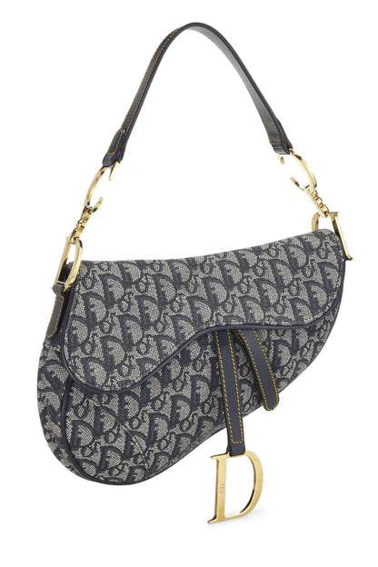Dior, Navy Trotter Canvas Saddle Bag, Navy