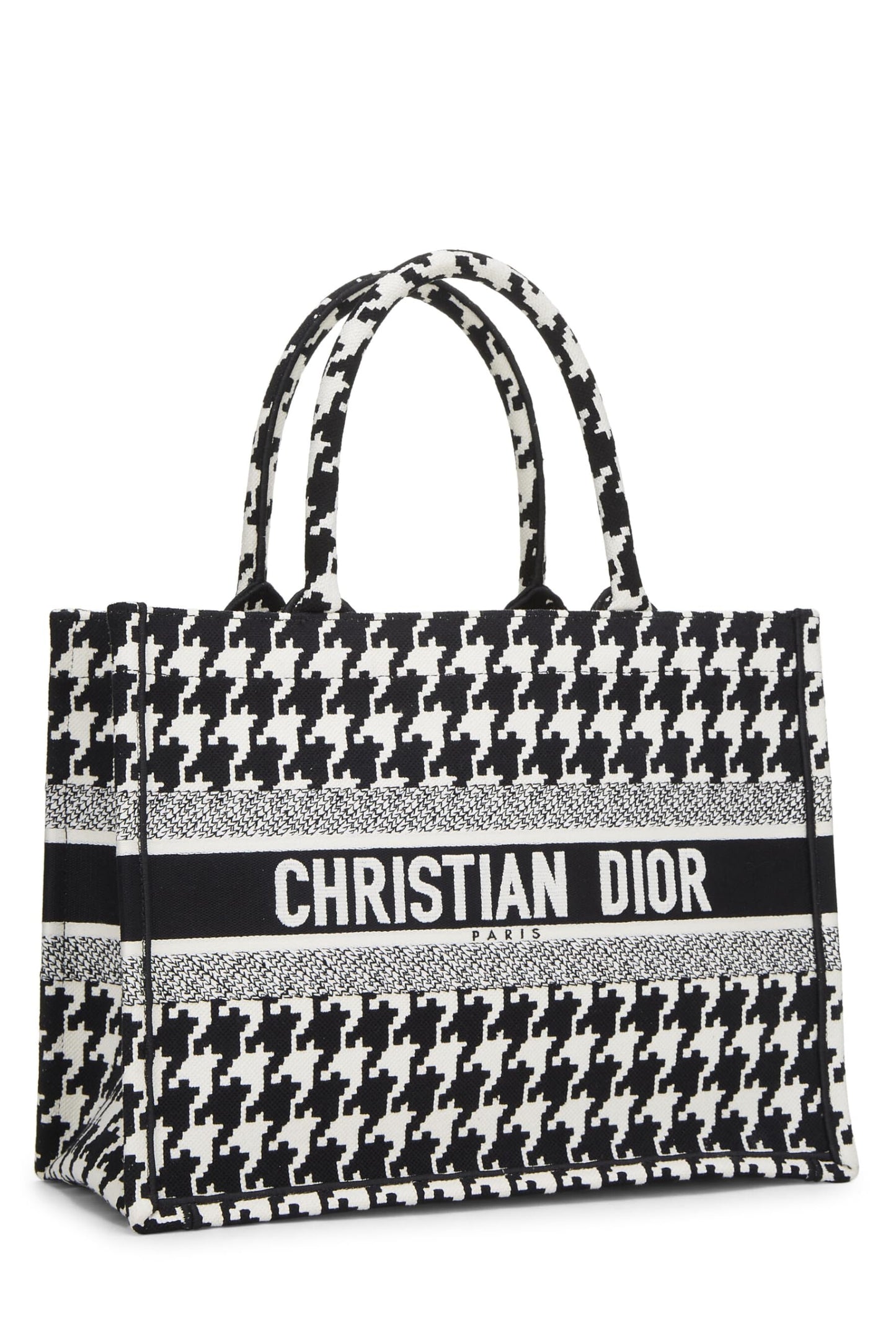 Dior, Black & White Houndstooth Book Tote Medium, Multi