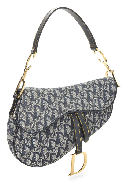 Dior, Navy Trotter Canvas Saddle Bag, Navy