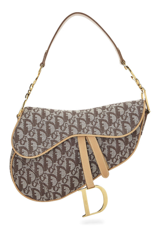 Dior, Brown Trotter Canvas Saddle Bag, Beige
