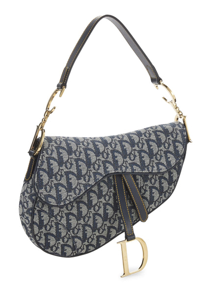 Dior, Navy Trotter Canvas Saddle Bag, Navy
