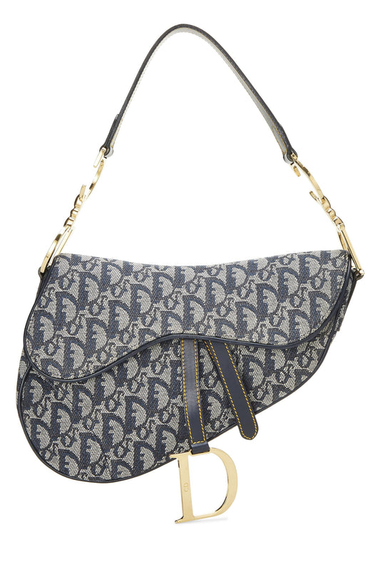 Dior, Navy Trotter Canvas Saddle Bag Mini, Navy