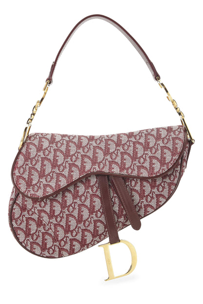 Dior, Burgundy Trotter Canvas Saddle Bag, Burgundy