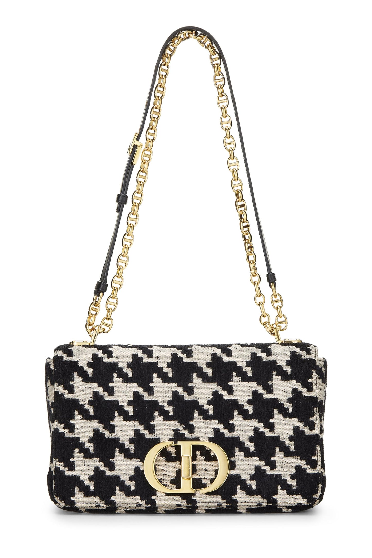 Dior, Black & White Houndstooth Jacquard Caro Bag Medium, Black
