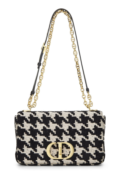 Dior, Black & White Houndstooth Jacquard Caro Bag Medium, Black