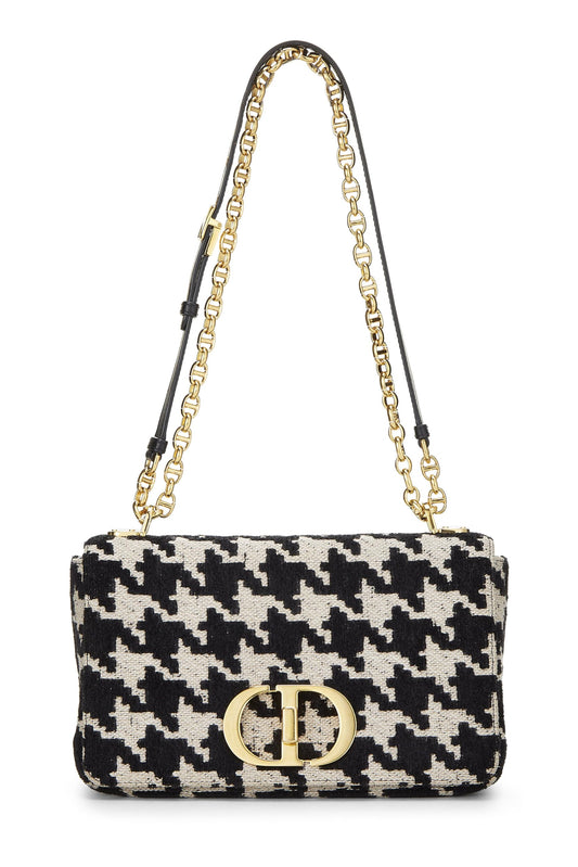 Dior, Black & White Houndstooth Jacquard Caro Bag Medium, Black