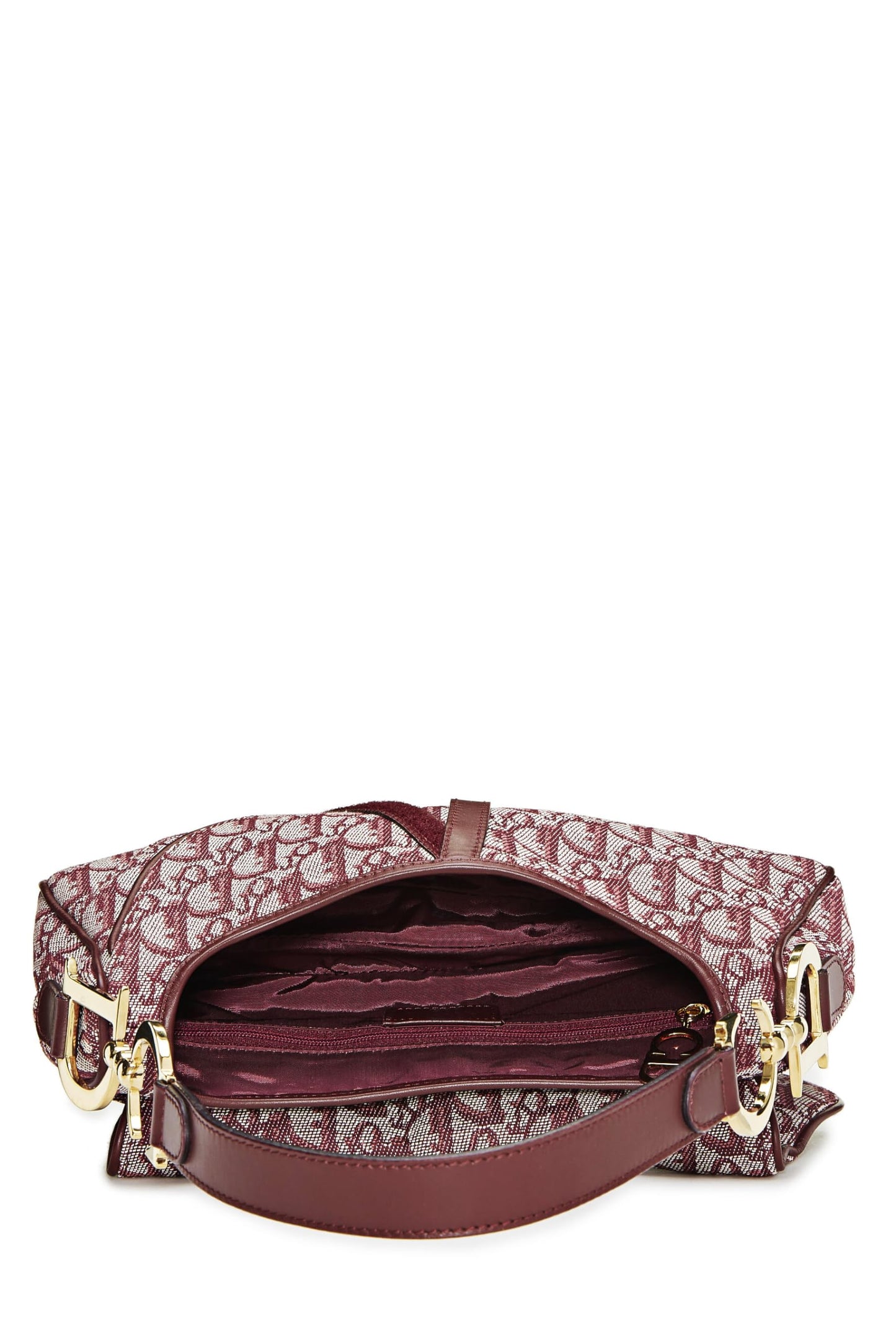 Dior, Burgundy Trotter Canvas Double Saddle Bag, Burgundy