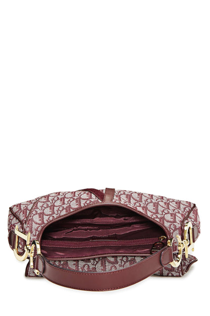 Dior, Burgundy Trotter Canvas Double Saddle Bag, Burgundy