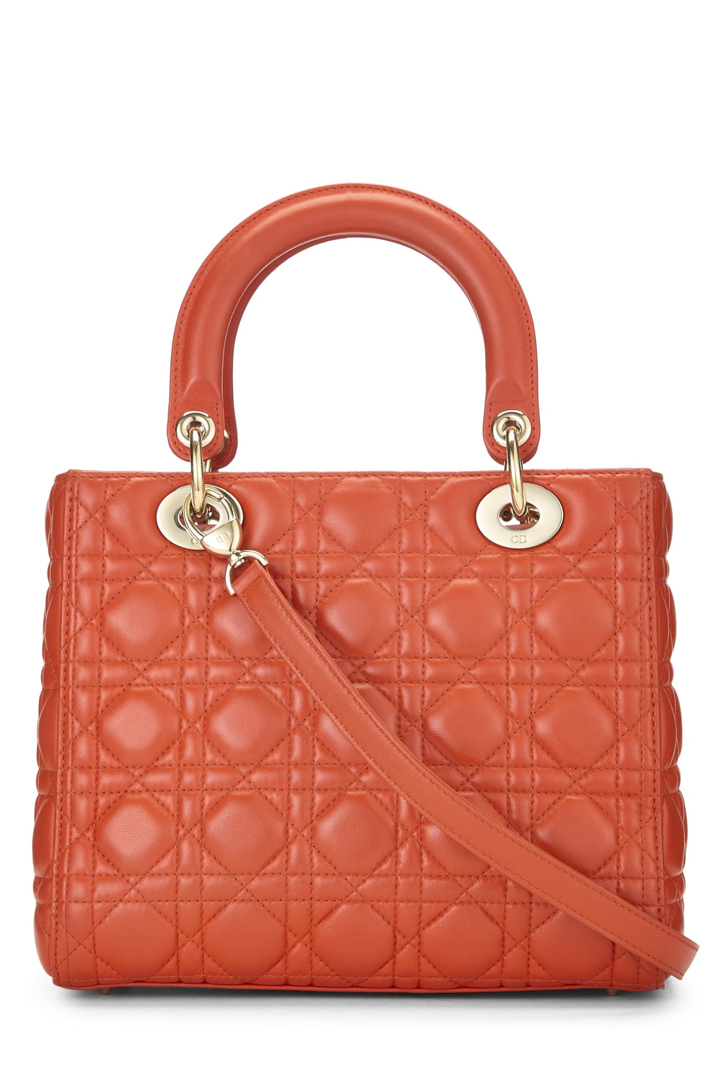 Dior, Orange Cannage Quilted Lambskin Lady Dior Medium, Orange