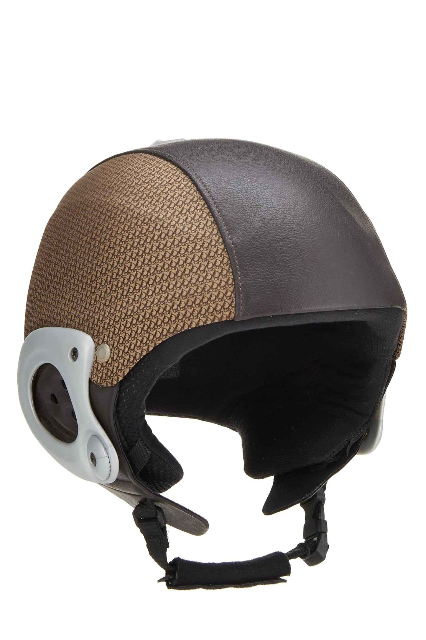 Dior, Brown Leather & Plastic Oblique Ski Helmet, Brown