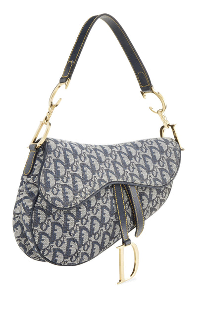 Dior, Navy Trotter Canvas Saddle Bag Mini, Navy