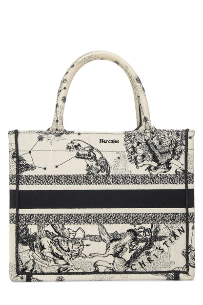 Dior, Black & White Zodiac Embroidered Canvas Book Tote Small, White