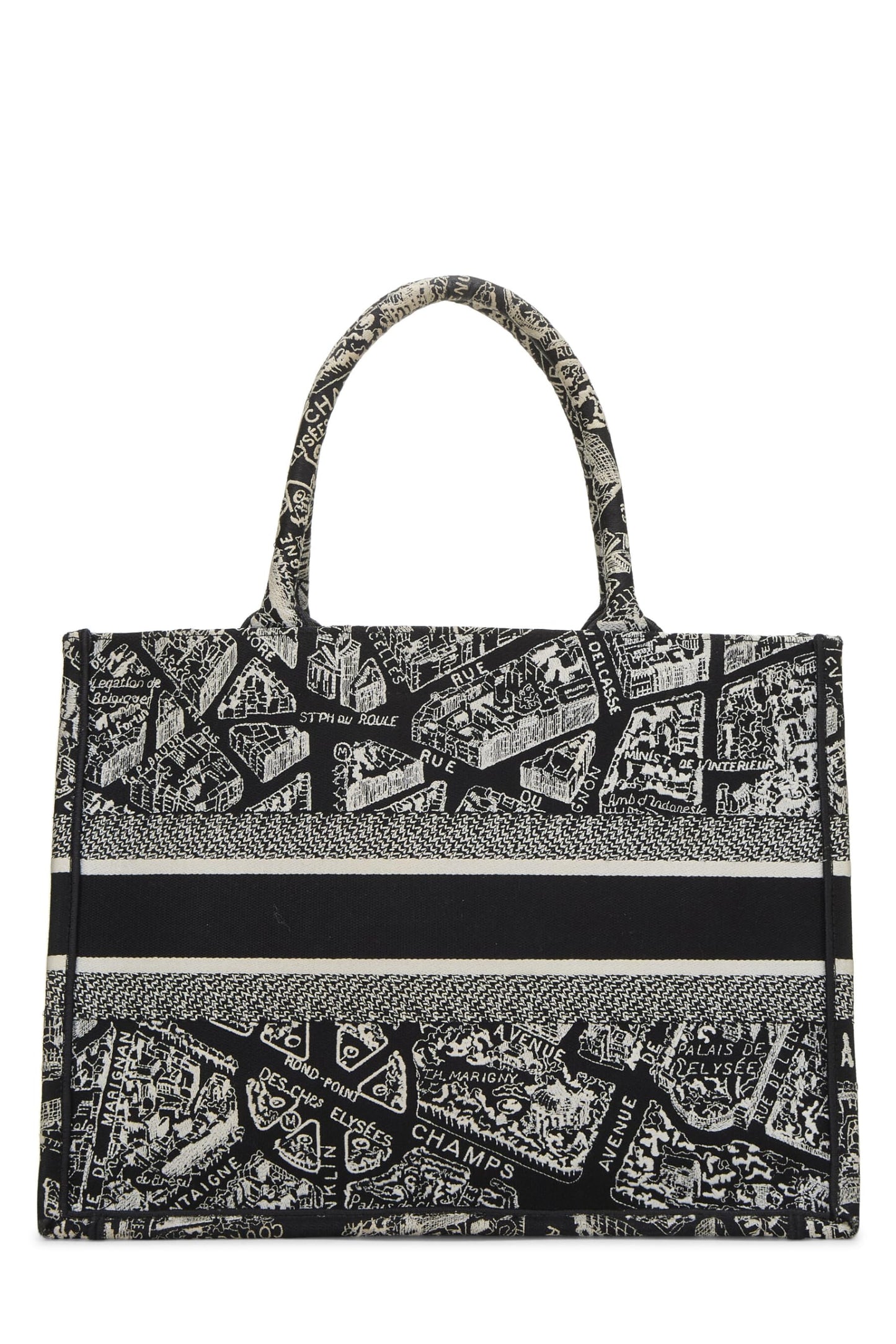 Dior, White & Black Canvas Plan de Paris Book Tote Medium, Black