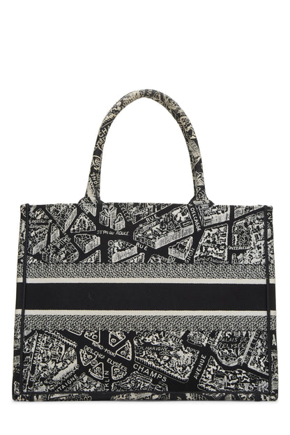 Dior, White & Black Canvas Plan de Paris Book Tote Medium, Black