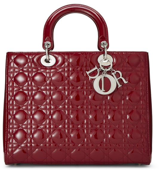 Dior, Red Cannage Patent Leather Lady Dior Large, Red