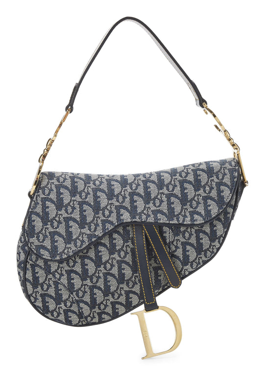 Dior, Navy Trotter Canvas Saddle Bag, Navy
