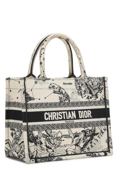 Dior, Black & White Zodiac Embroidered Canvas Book Tote Small, White