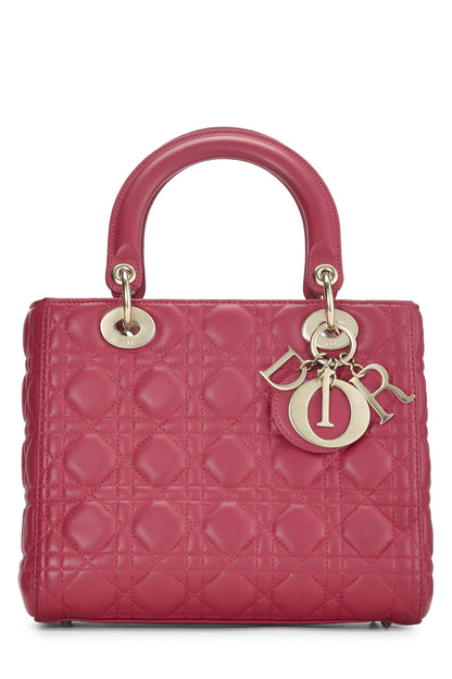 Dior, Pink Cannage Quilted Lambskin Lady Dior Medium, Pink