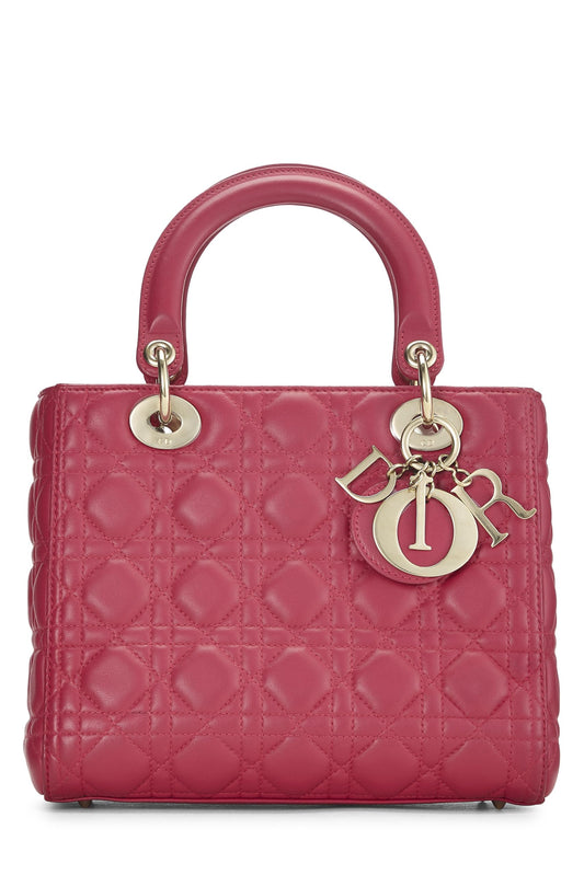 Dior, Pink Cannage Quilted Lambskin Lady Dior Medium, Pink