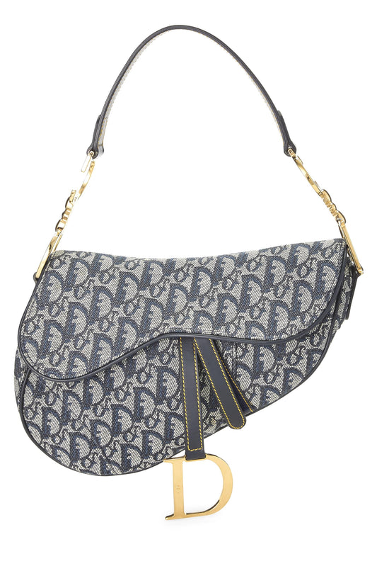 Dior, Navy Trotter Canvas Saddle Bag, Navy
