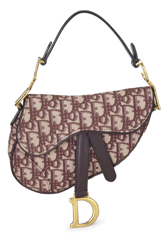 Dior, Burgundy Oblique Saddle Bag Mini, Burgundy