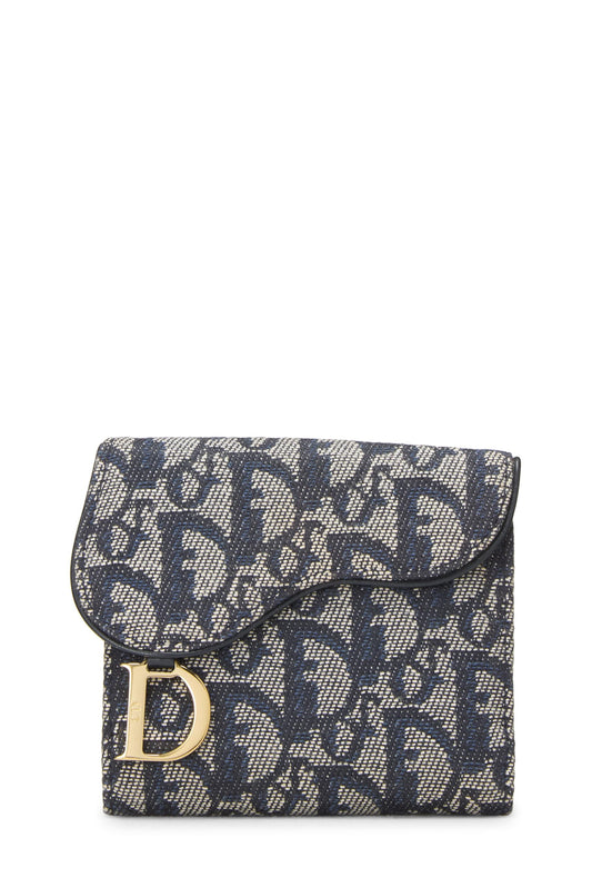 Dior, Navy Trotter Canvas Saddle Wallet, Navy