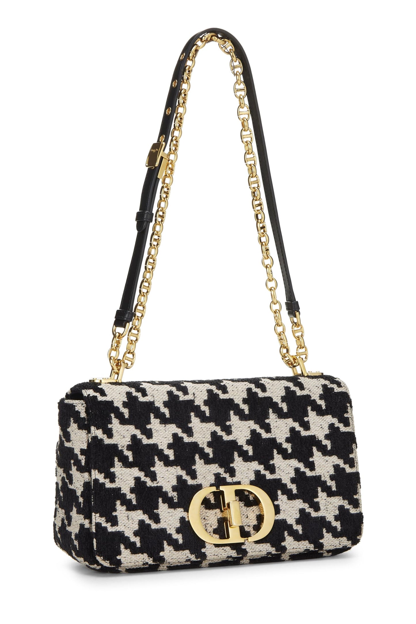 Dior, Black & White Houndstooth Jacquard Caro Bag Medium, Black