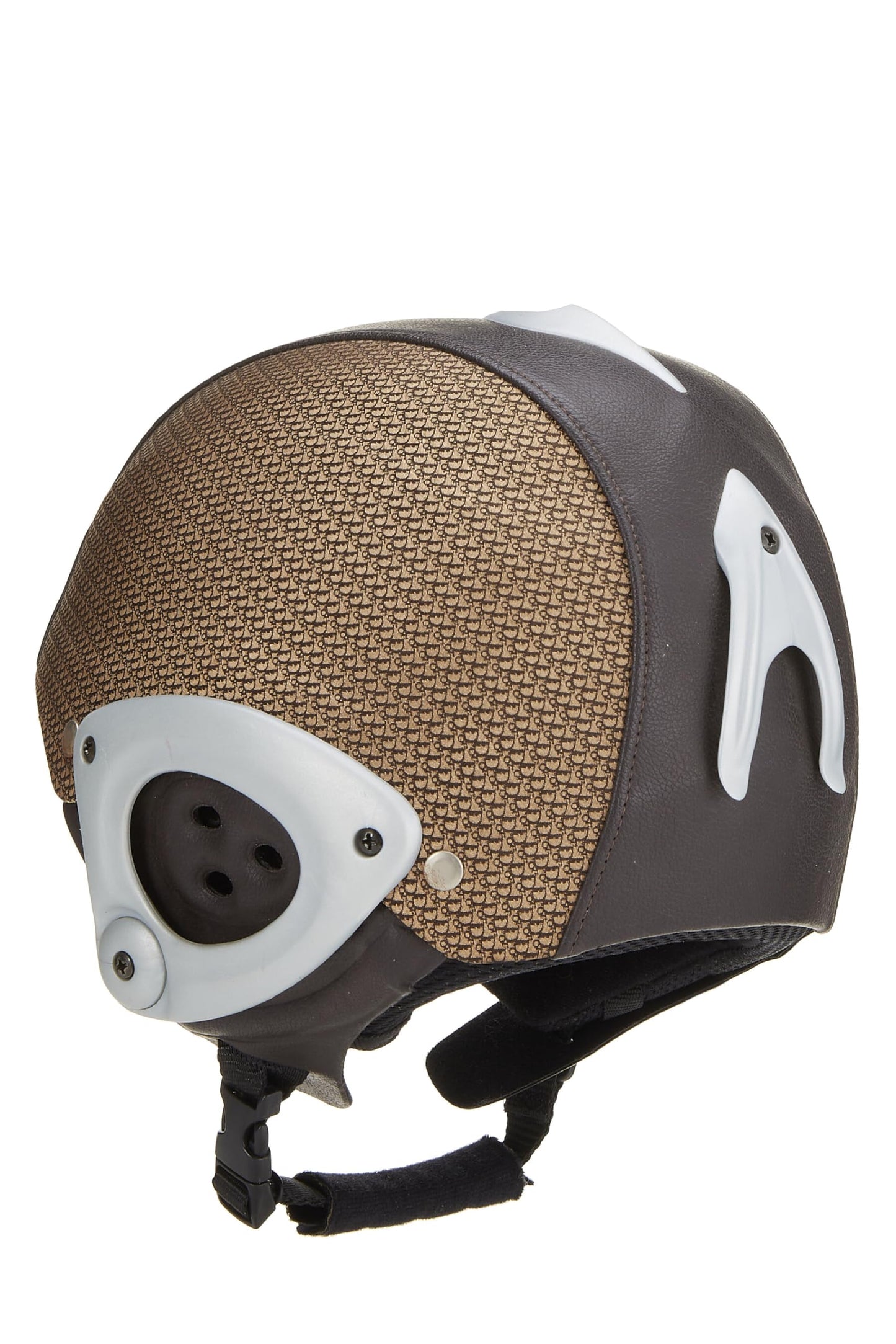 Dior, Brown Leather & Plastic Oblique Ski Helmet, Brown