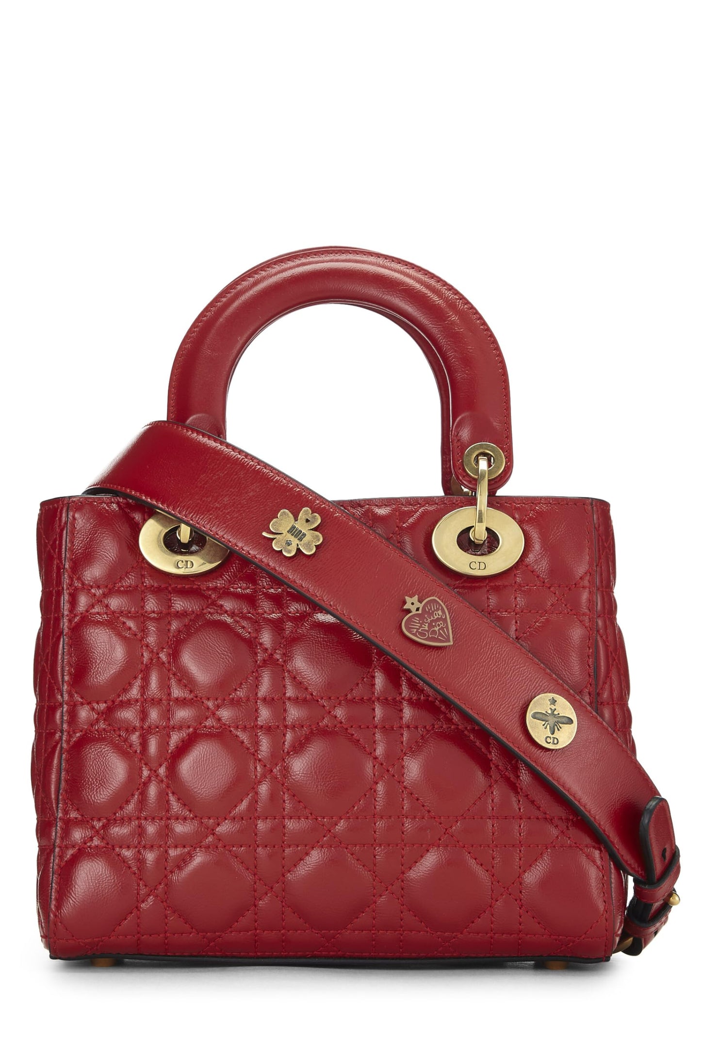Dior, Red Calfskin My Lady Dior Lucky Charm Small, Red