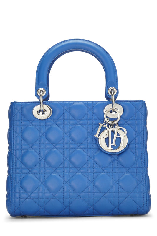 Dior, Blue Cannage Quilted Lambskin Lady Dior Medium, Blue