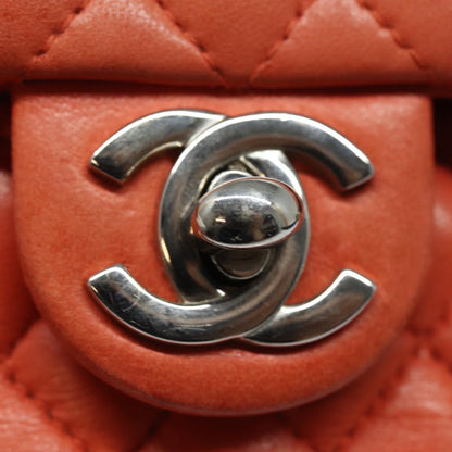 CHANEL Matelasse Chain mini Hand Bag Lamb Skin Orange CC 82245A