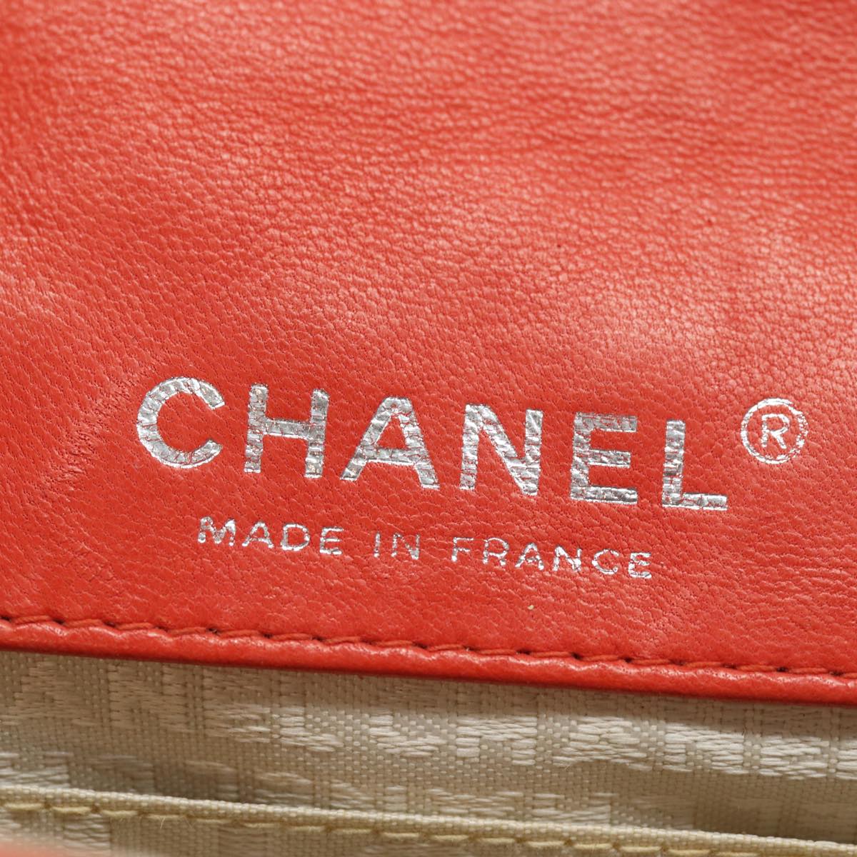 CHANEL Matelasse Chain mini Hand Bag Lamb Skin Orange CC 82245A