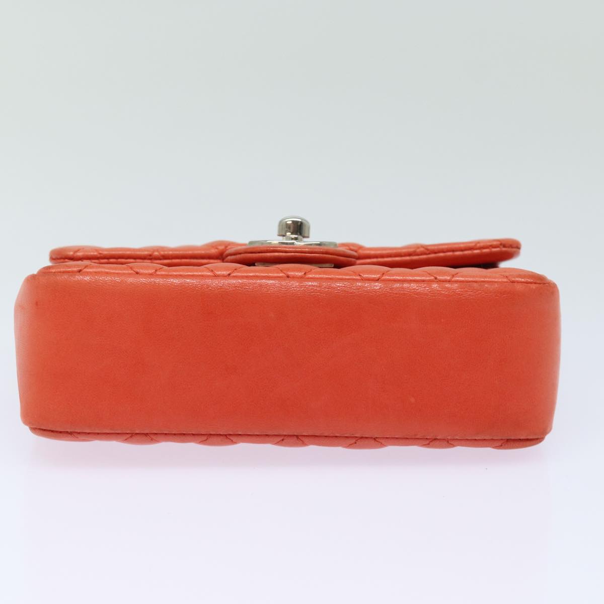 CHANEL Matelasse Chain mini Hand Bag Lamb Skin Orange CC 82245A