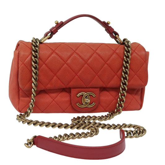 CHANEL Matelasse Shoulder Bag Caviar Skin Beige CC 82249A