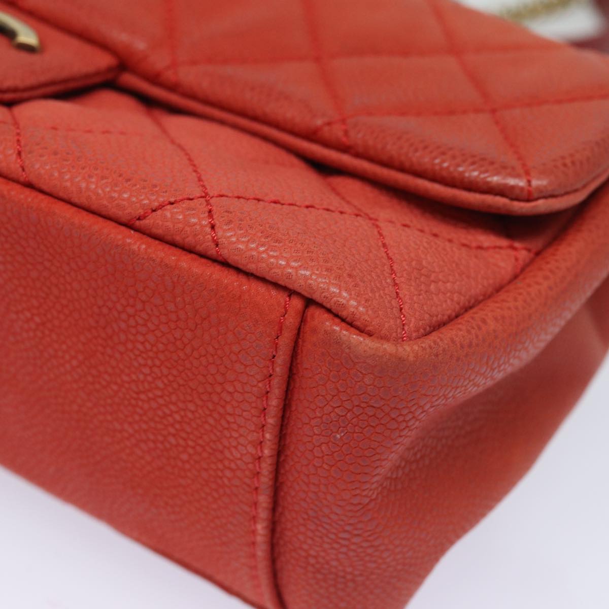 CHANEL Matelasse Shoulder Bag Caviar Skin Beige CC 82249A