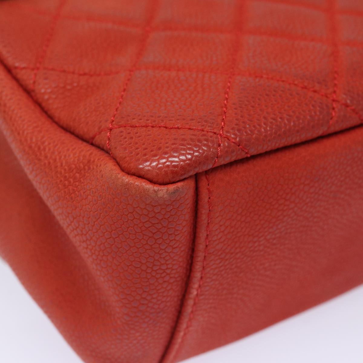CHANEL Matelasse Shoulder Bag Caviar Skin Beige CC 82249A