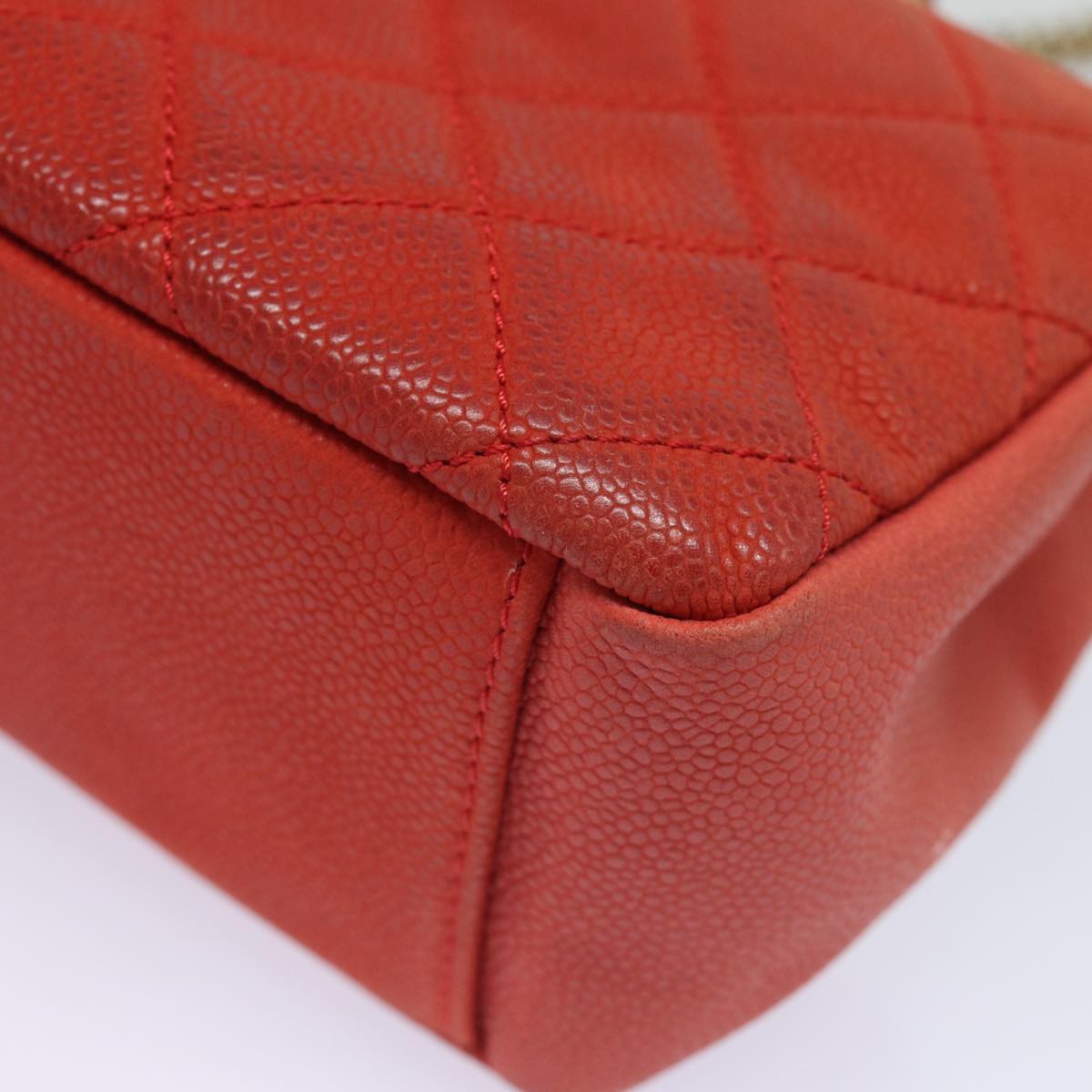 CHANEL Matelasse Shoulder Bag Caviar Skin Beige CC 82249A