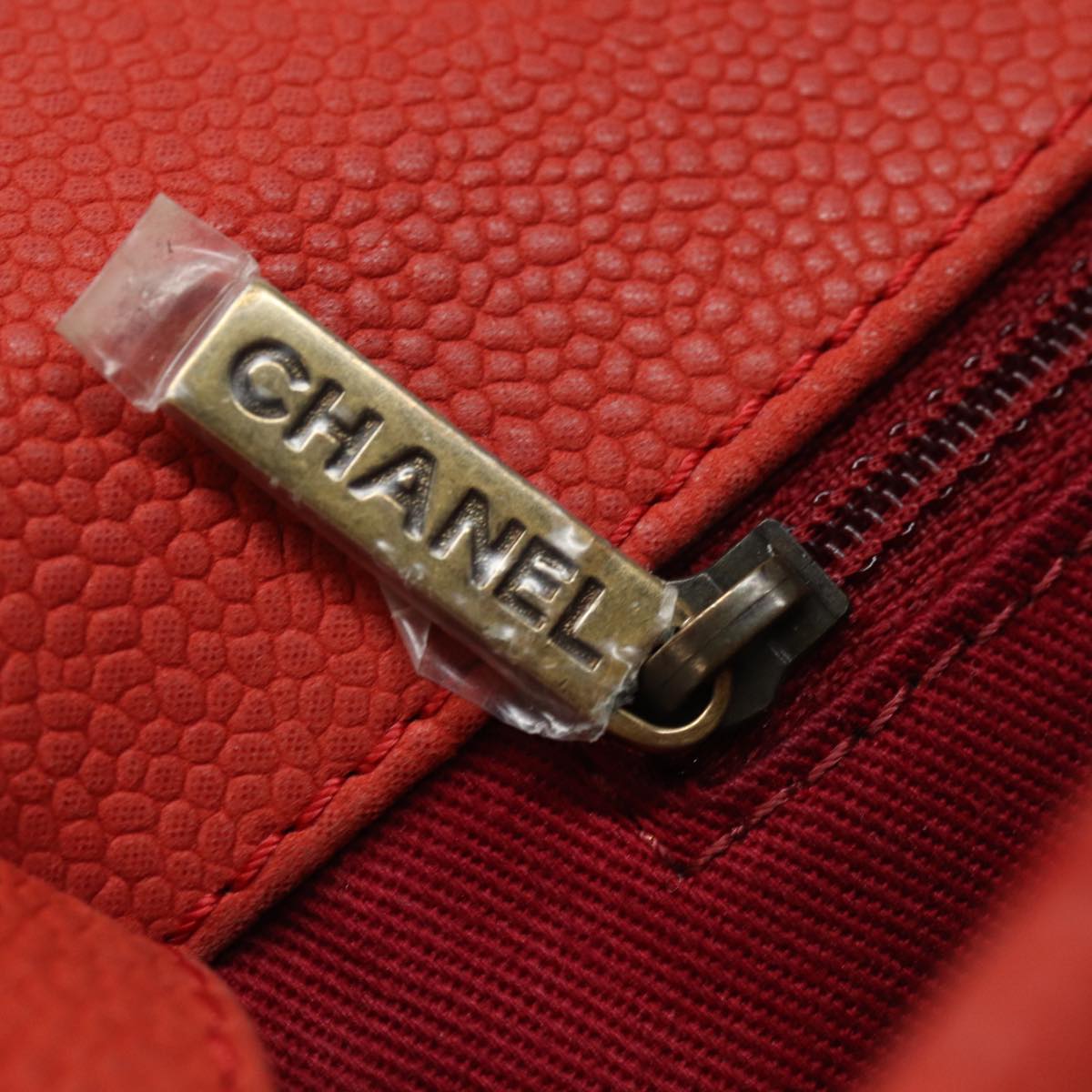 CHANEL Matelasse Shoulder Bag Caviar Skin Beige CC 82249A