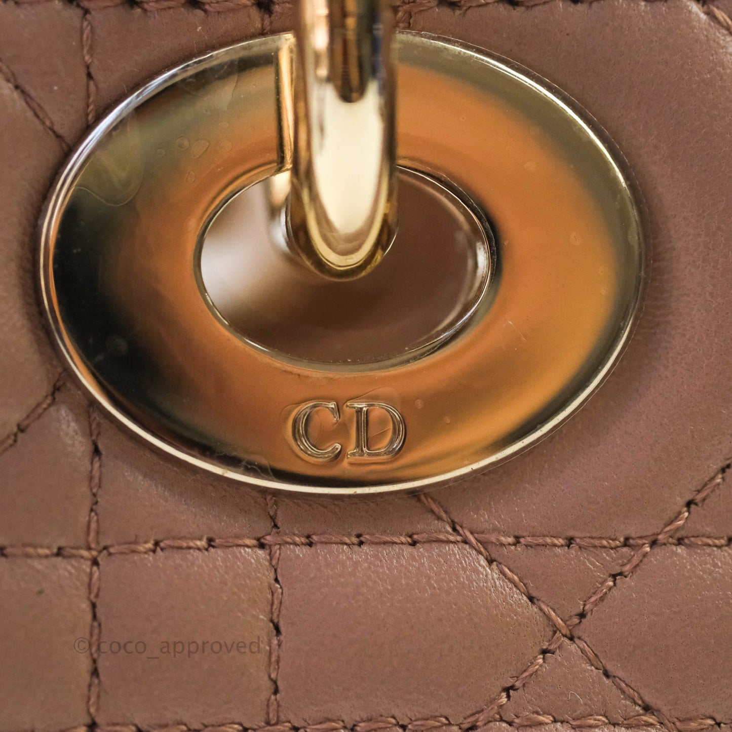 Christian Dior Lambskin My ABCDior Lady Dior Dark Beige Gold Hardware