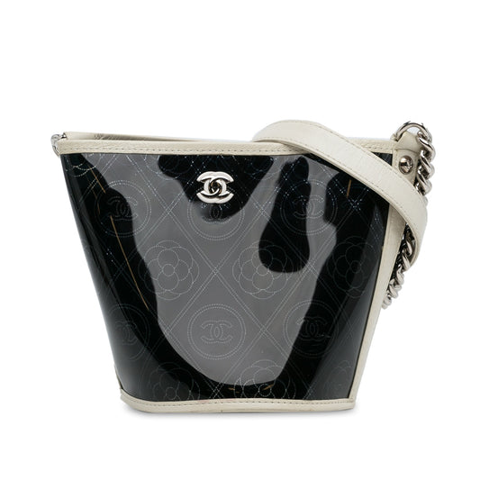 Chanel Sac Crumpled Calfskin PVC Camellia Bucket