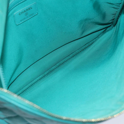 CHANEL Clutch Bag Caviar Skin Turquoise Blue CC 83807A