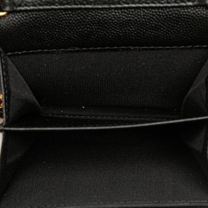 Black Chanel Quilted Caviar Boy Card Holder with Chain Crossbody Bag