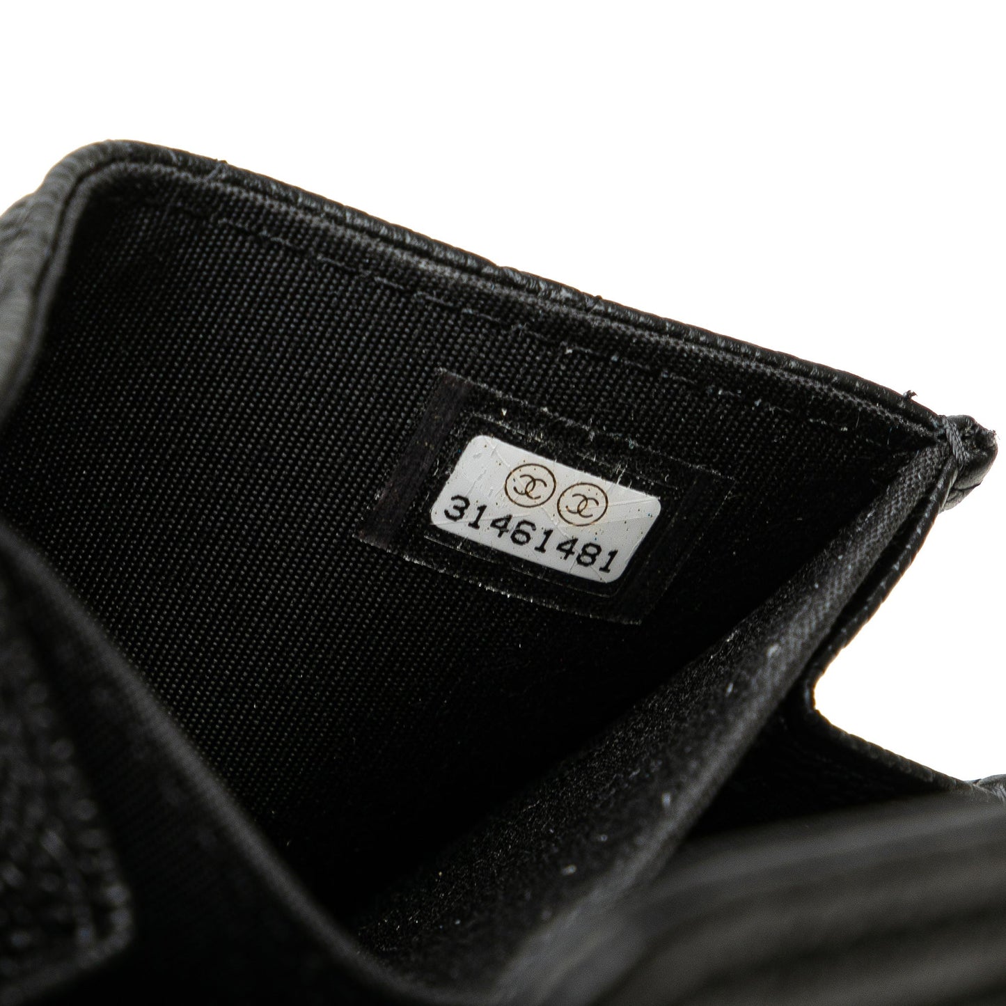 Black Chanel Quilted Caviar Boy Card Holder with Chain Crossbody Bag