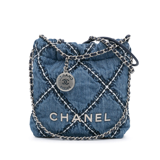 Chanel Sac Mini Denim Stitched 22 Satchel
